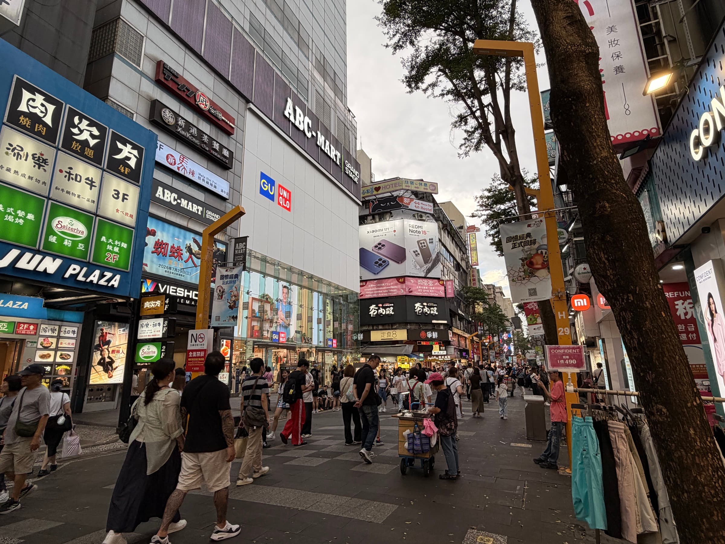 Daytime street scene in Ximending near luggage storage