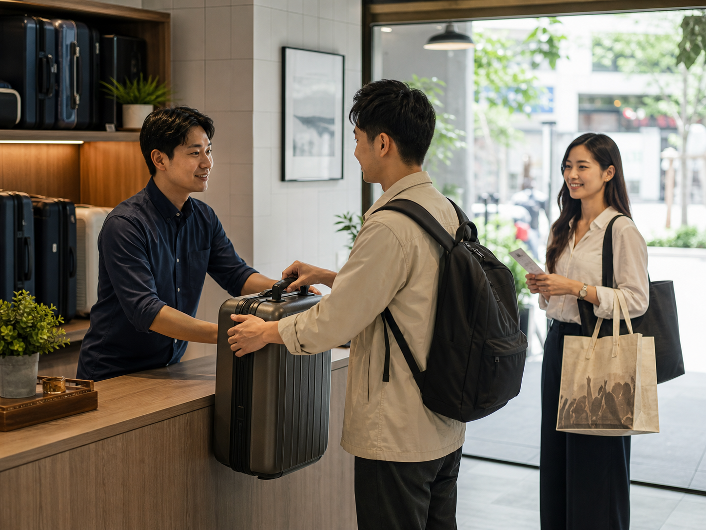 Taipei event-day luggage storage handoff at a local partner shop