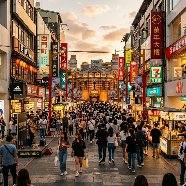 西門町徒步區黃昏實景